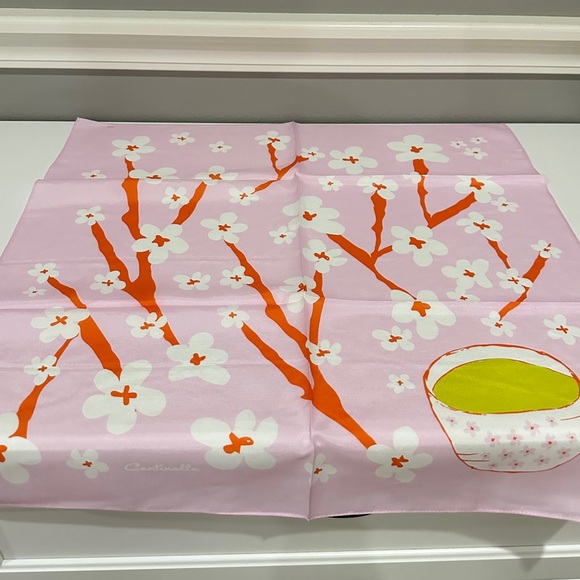NWOT Centinelle 30% silk 70% cottonCherry Blossom Matcha cotton silk bandana - Picture 2 of 3